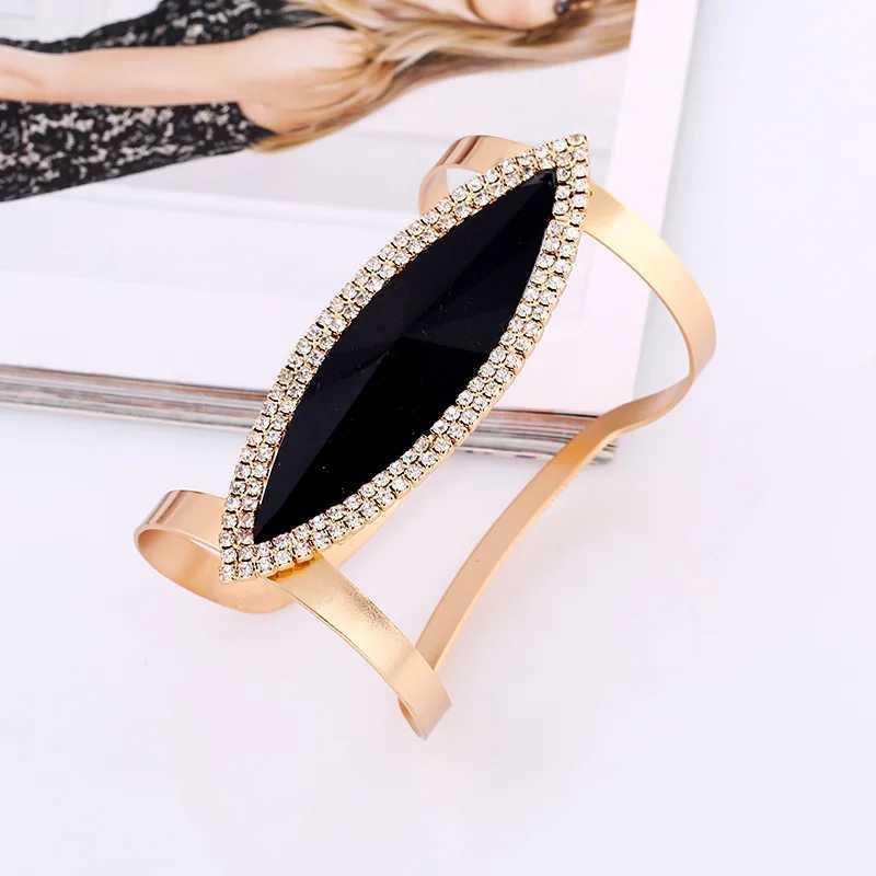 DIEZI Fashion Metal Rhinestone Bangles Women Trendy Resin Crystal Smooth Wide Opening Adjustable Bangle 2019 New Z250616
