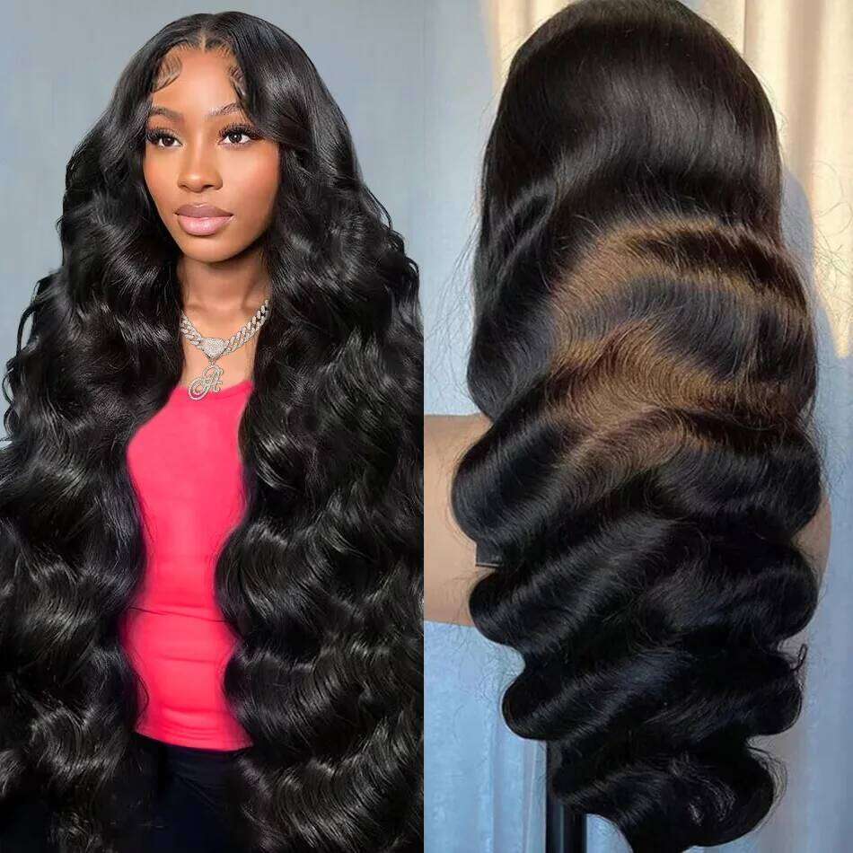 Glueless Body Wave Frontal Human Hair Wigs Brazilian 13X6 13X4 Pre Cut Hd Transparent Lace Front Wig 220 Density 30 32 Inch