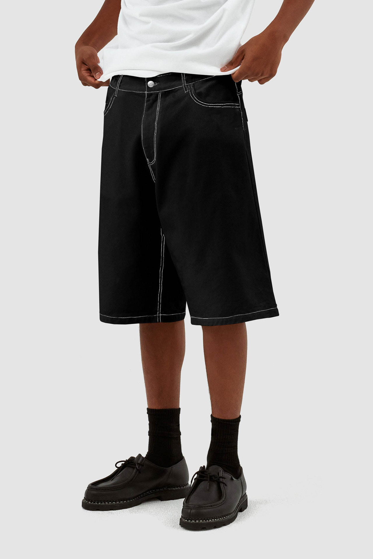Men's Hip Hop Bermuda Shorts - Baggy Fit Wide Leg Denim Cropped Pants, Summer Loose Casual Shorts (Hombre Pantalones Cortos)