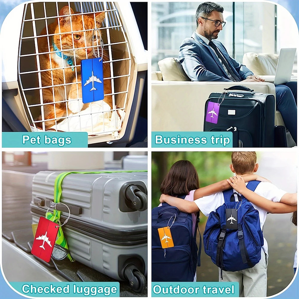 Aluminum Alloy Travel Luggage Tag Hanging Suitcase Plane With Name ID Cards Antilost Solid Color Accessorieszmt 250616