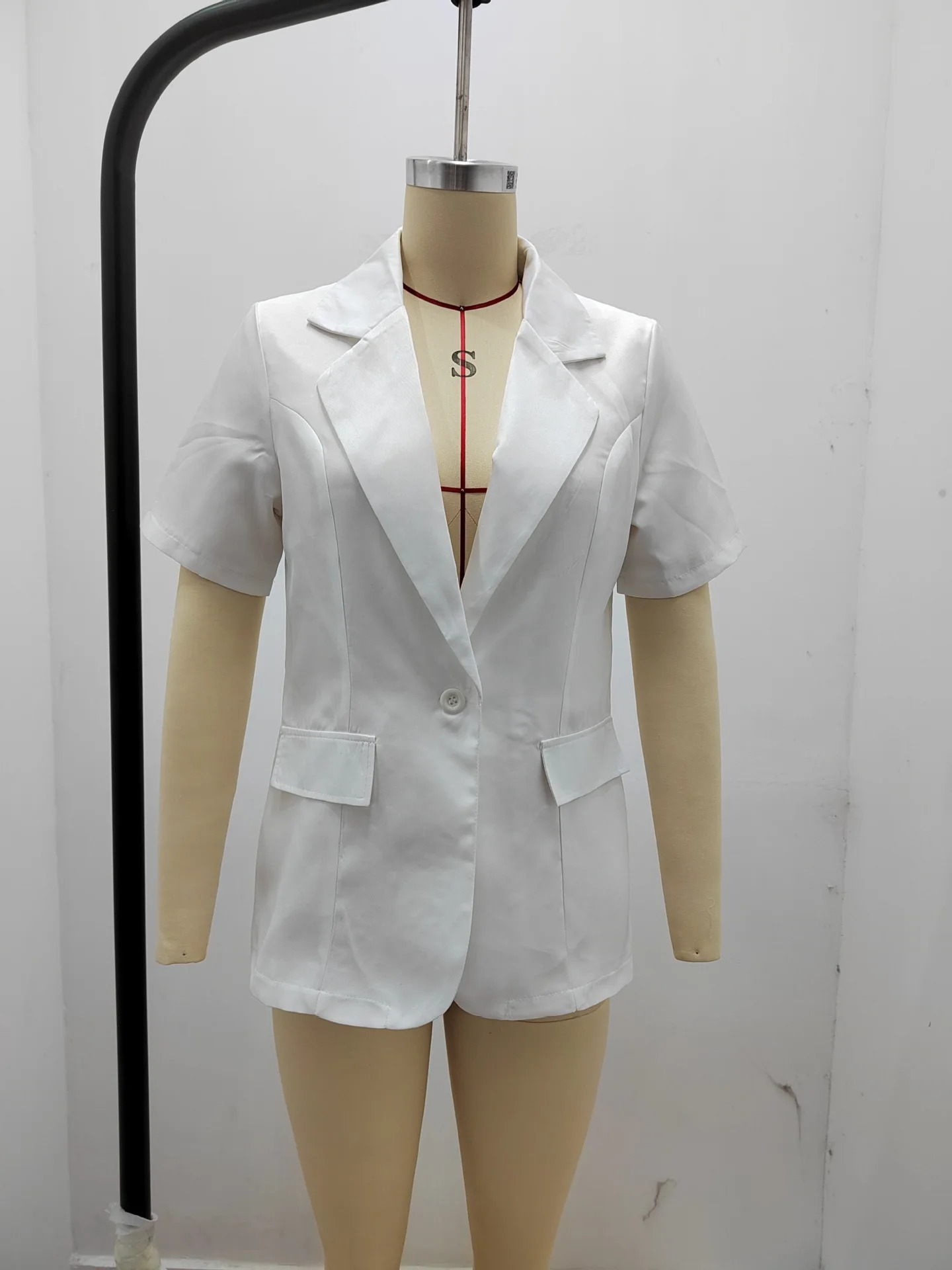 Summer womens temperament fashionable and loose fitting small suit European and American solid color suit collar short sleev 250614