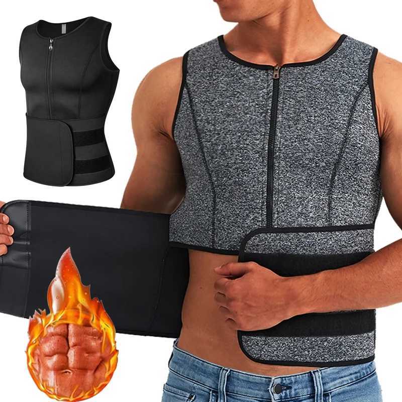 Men Waist Trainer Slimming Vest Sauna Sweat Compression Workout Shirts Fat Burner Stomach Slim Body Shaper Weight Loss Suit W250616