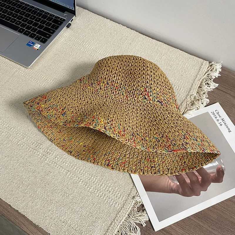 New Arrival Summer Straw Sun Hats for Women Showing Face Small Bucket Hat Large Brim Sunshade and Sunscreen Seaside Beach Cap U250616
