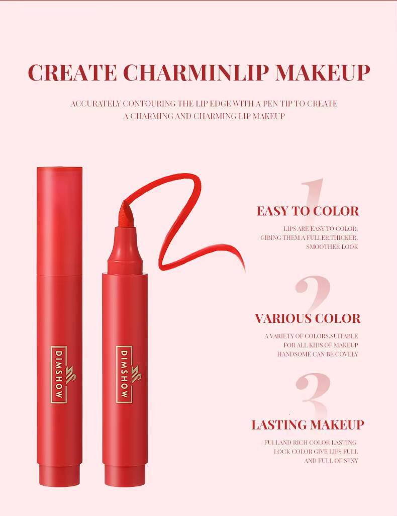 DIMSHOW Lipstick Lip Gloss Long-lasting and moisturizing matte non-stick cup waterproof lip dye happy