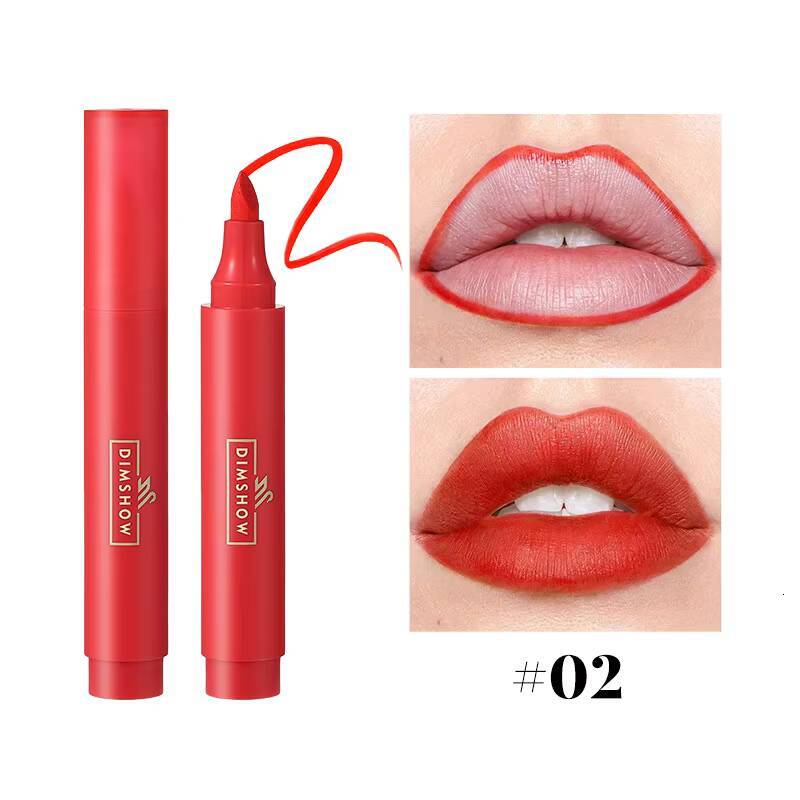 DIMSHOW Lipstick Lip Gloss Long-lasting and moisturizing matte non-stick cup waterproof lip dye happy