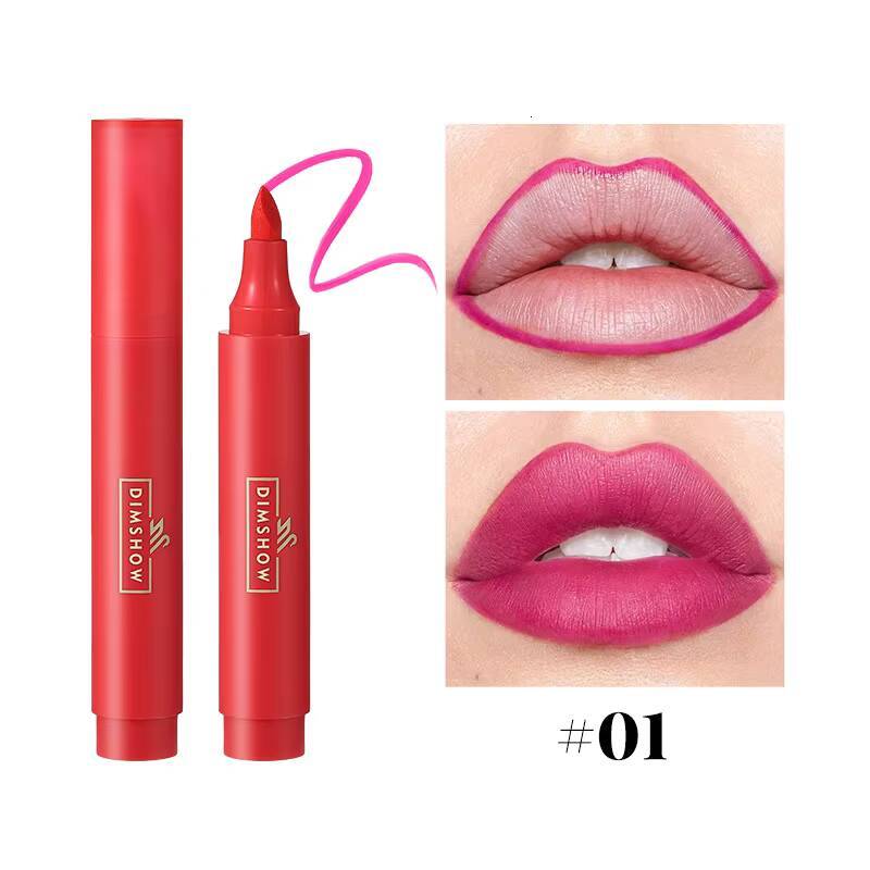 DIMSHOW Lipstick Lip Gloss Long-lasting and moisturizing matte non-stick cup waterproof lip dye happy