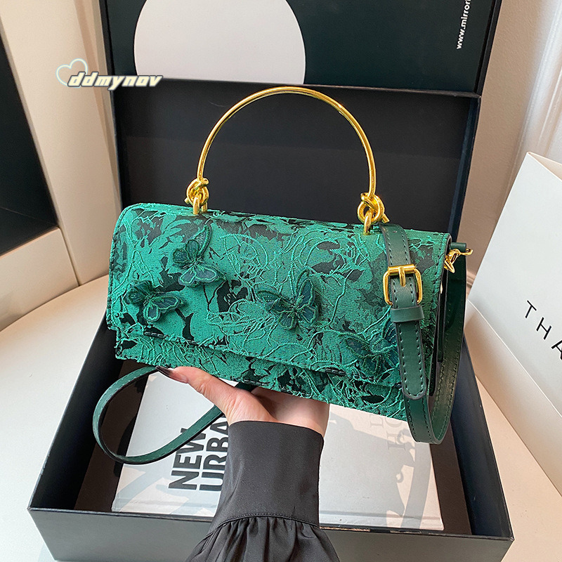 Bags 2025 New Forest Style Sweet Girl Fashion Lace Butterfly Trendy Single Shoulder Chain Small Square Bag Trend ddmynov ddmynov ddmynov