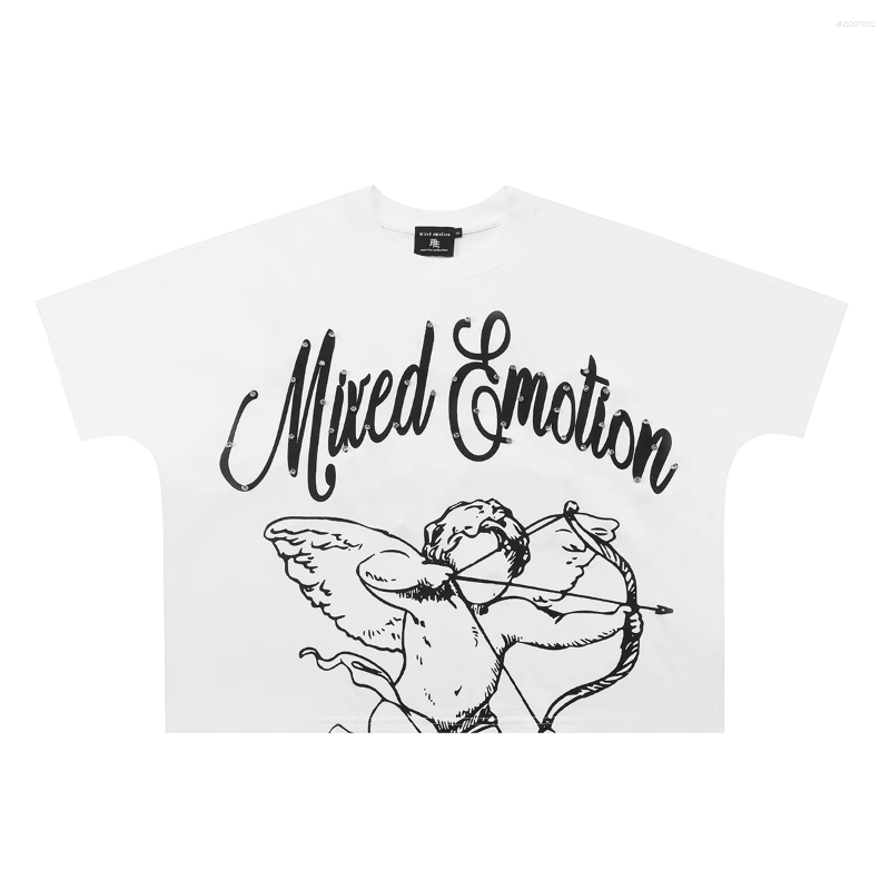 Men's T Shirts Summer Letter Rhinestone Short Sleeve Tshirts For Men White Streetwear Cotton Loose Crew Neck Top Tees Oversized Unisex