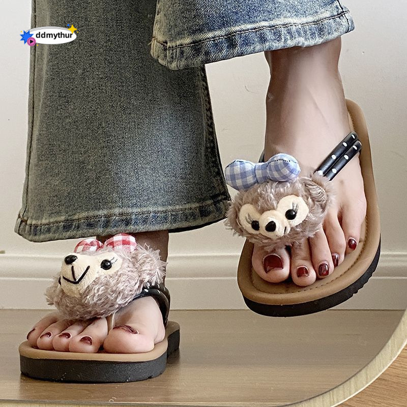 Cartoon Cute Women's Flip-Flops Summer Outdoor Soft Sole Fashion 2024 New Versatile Internet Celebrity Ins Sandals ddmythur