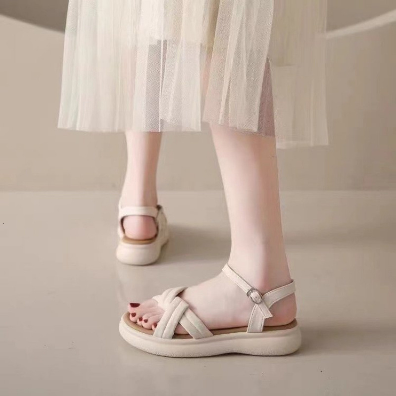 Women's genuine leather sandals for outdoor wear, summer fairy style shoes, designer sandals, casual soft soled fashionable women's sandals