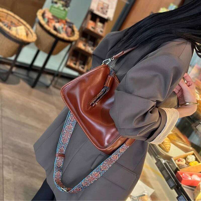 Women's Natural Cow Genuine Leather Shoulder Bag Retro Soft Cowhide Ladies Fashion Crossbody Bags Female Handbag