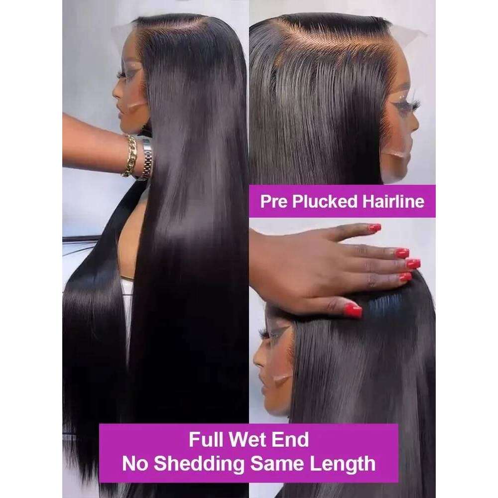 40 Inch 250 Density Bone Straight 13X6 Frontal Wig 13X4 HD Transparent Lace Front Pre Plucked 100% Human Hair For Women