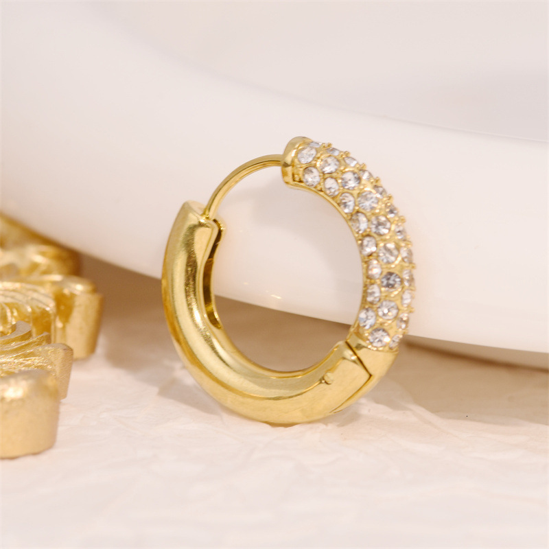 Fashion Light Style Simple Elegant Dia-Studded Earrings for Women Versatile High-End Titanium Steel Non-Fading Jewelry