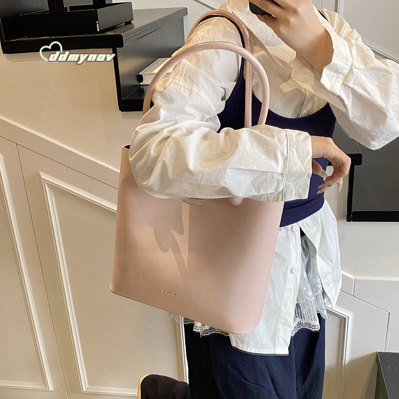 2025 Spring Summer New Fashionable Girls' Handbag Stylish Simple Solid Color Shoulder Women's Large Capacity Tote Bag ddmynov