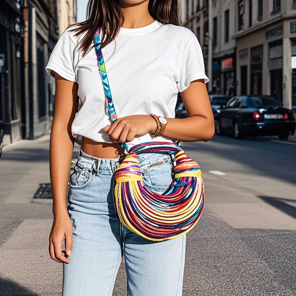 Bags for whom new niche creative design woven bag noodle shape B250618