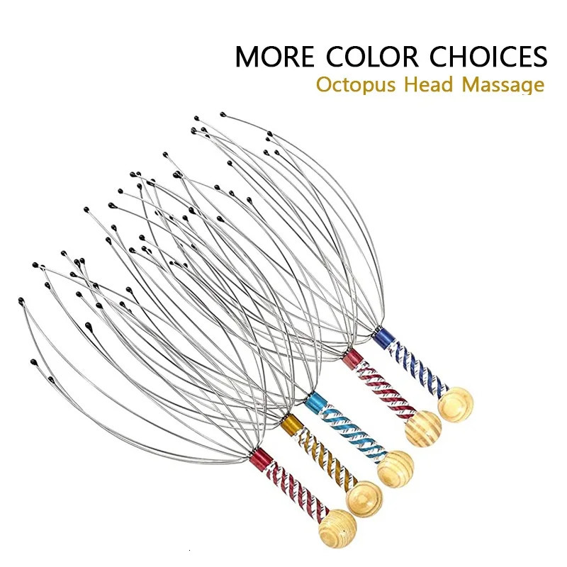 Octopus Head Massager Stainless Steel Engraved Relaxer Brain Massage Claw Scalp Scratcher Itch Reliever 250605