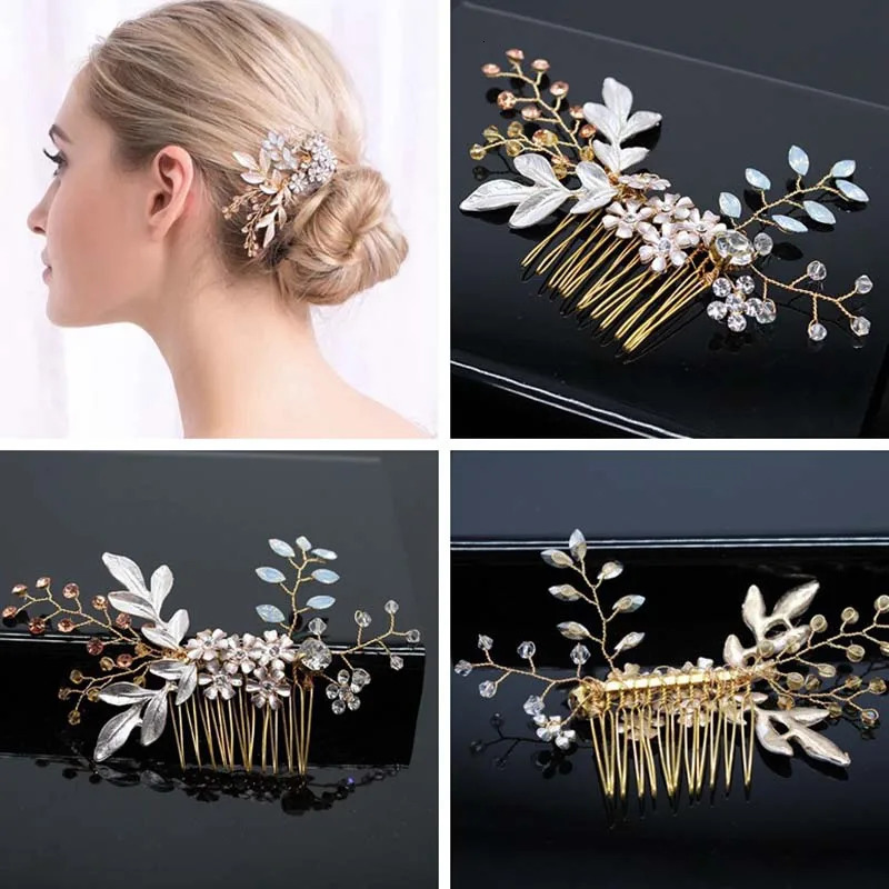 Bridal Hair Accessories Crystal Peals Hair Combs Wedding Hair Clips Accessories Jewelry Handmade Women Hair Ornaments Headpieces 250610