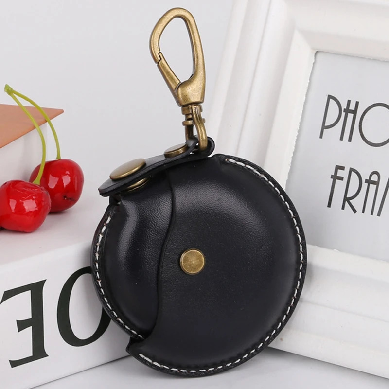 Leather Coin Purse Men Women Vintage Round Creative Storage Money Bag Keychain 250614