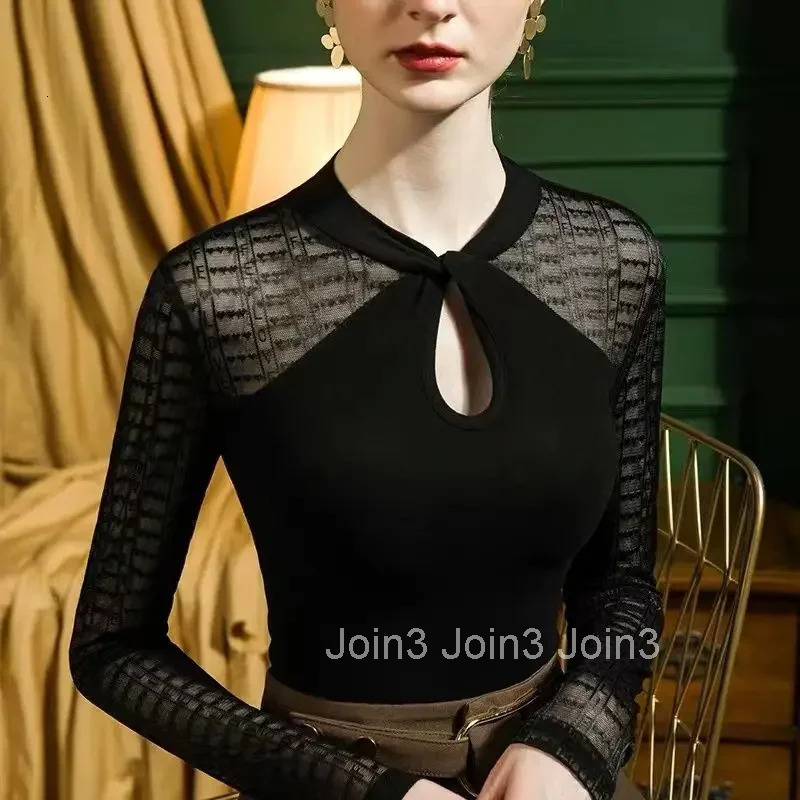 Womens Long Sleeve T-shirt Fashion Mesh Top Female Polyester Sale Y2k Clothes Vintage With Sleeves One Pieces Cheap Yk2 Korean