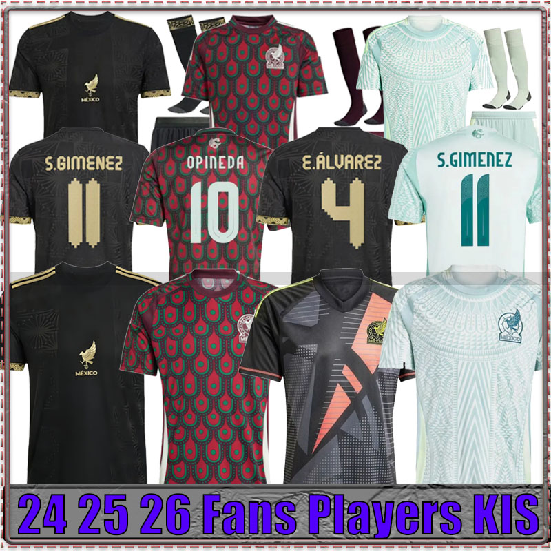 2025 2026 Mexico Gold Cup Soccer Jerseys CHICHARITO GIMENEZ H.LOZANO HOME AWAY Football Shirt Mexique E. ALVAREZ A.VEGA RAUL Men Woman KidS KiT