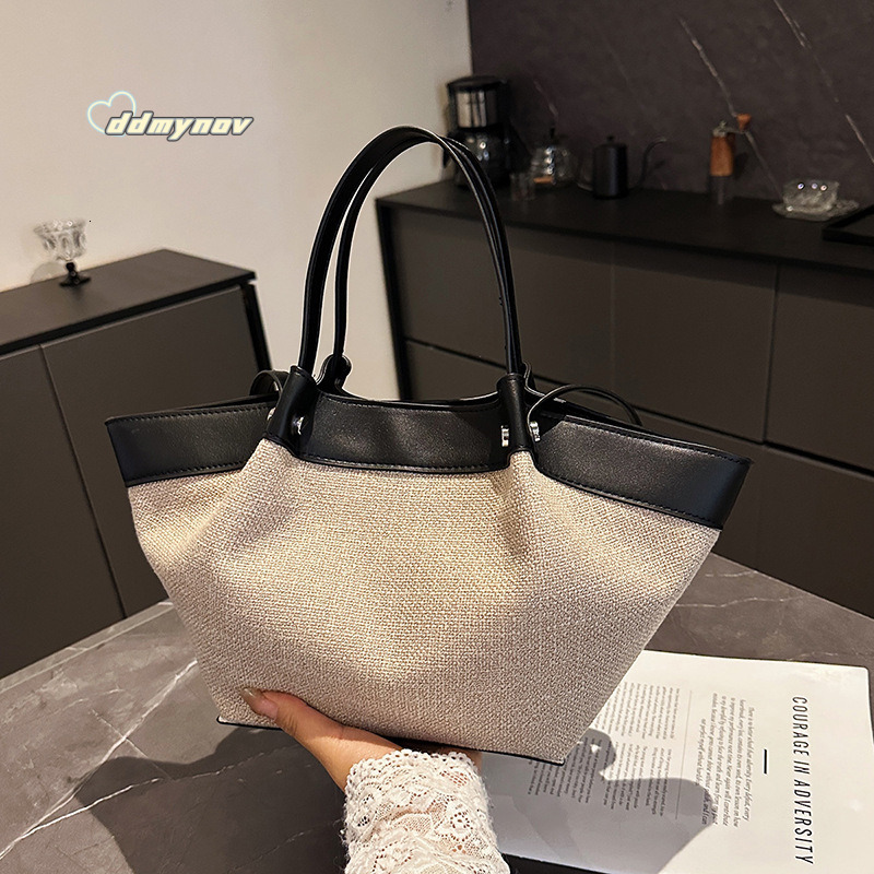 New Canvas Patchwork Tote for Women, Shoulder Handbag, Commuter Large Capacity Bag, Versatile Crossbody Bag ddmynov ddmynov ddmynov