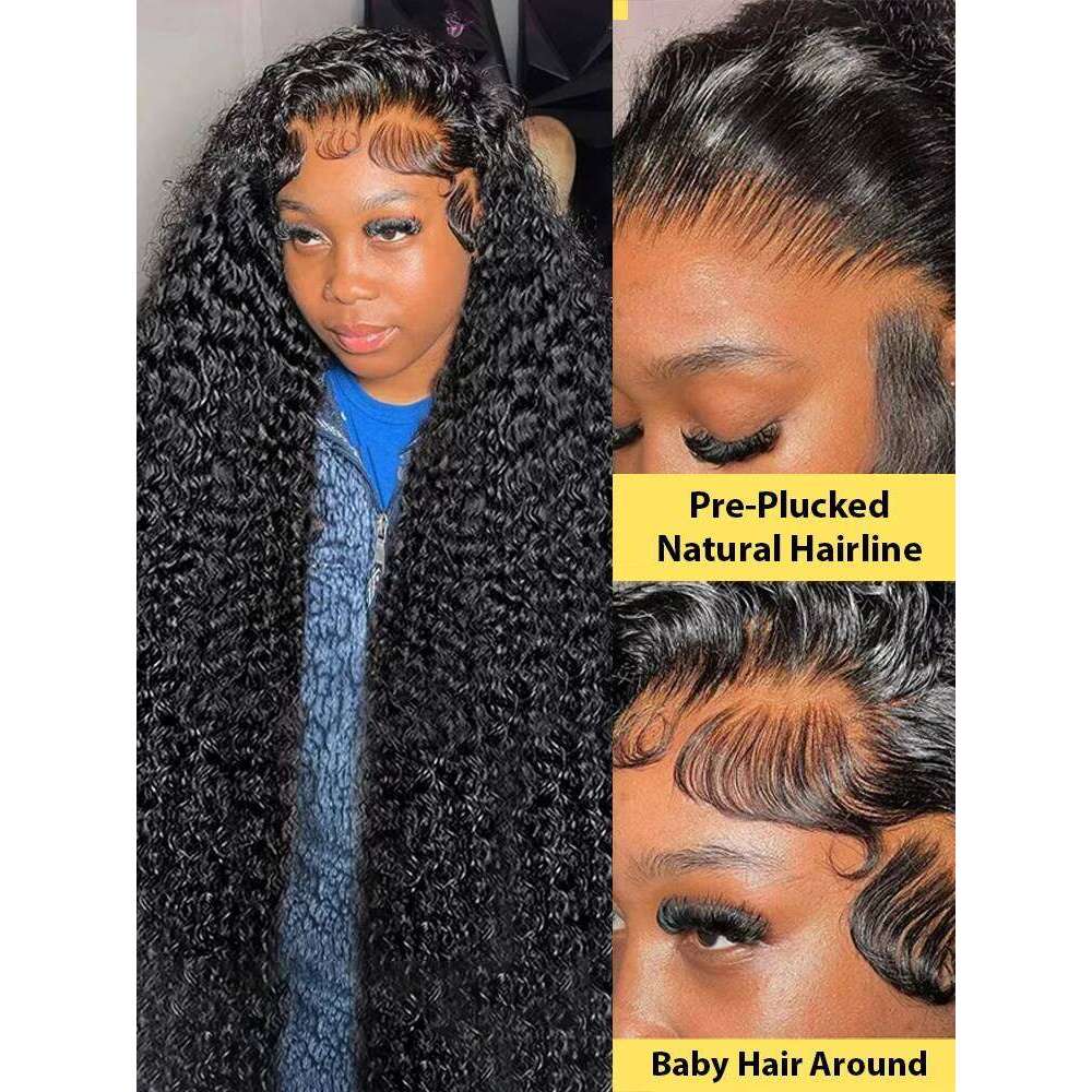 HD Transparent Brazilian Remy Human Hair Wig 30 32 40 Inch Deep 13x4 Curly Front 13x6 Water Wave Lace Frontal Wigs