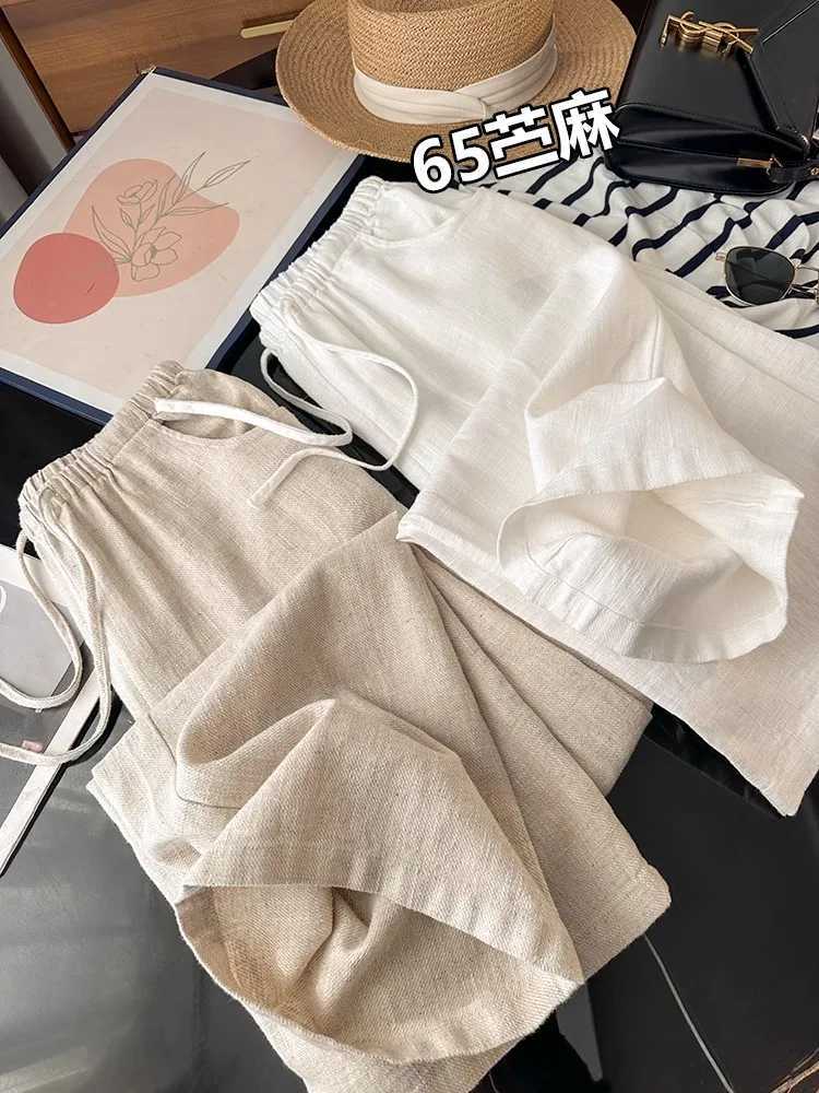 Washed Linen Wide Leg Pants Casual Cotton Linen Loose Feel Womens New Style Comfortable Loose Fit Trousers FashionableXJ250616