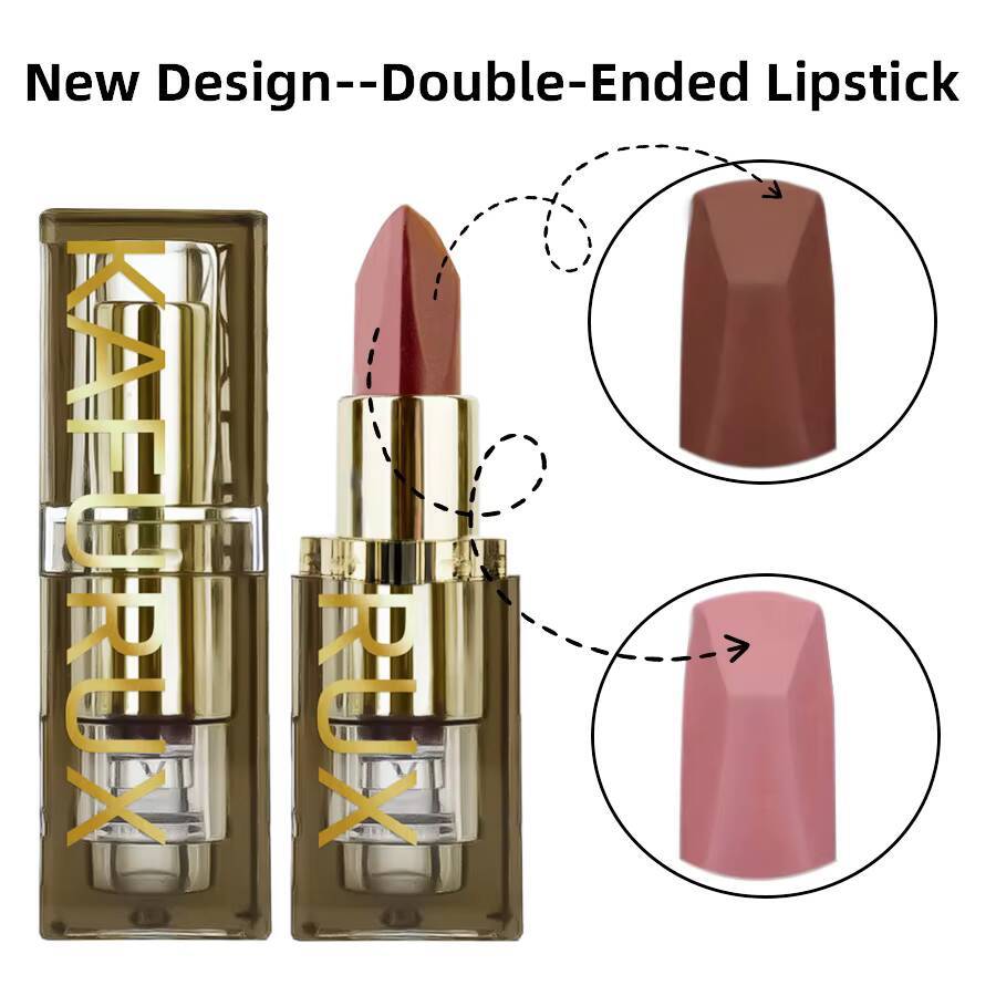 1pc Two-tone Matte Pink Waterproof lip Makeup easy to use Lipstick Refill Tint,Long Lasting Lip Senior Cosmetic Gif happy