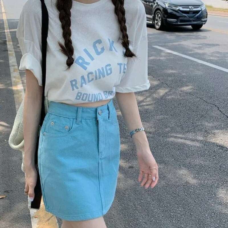 Mini Short Kawaii Zipper High Waist with Pocket Tight Woman Denim Skirt Jeans Skirts for Women Pink Wrap Cute Chic and Elegant V
