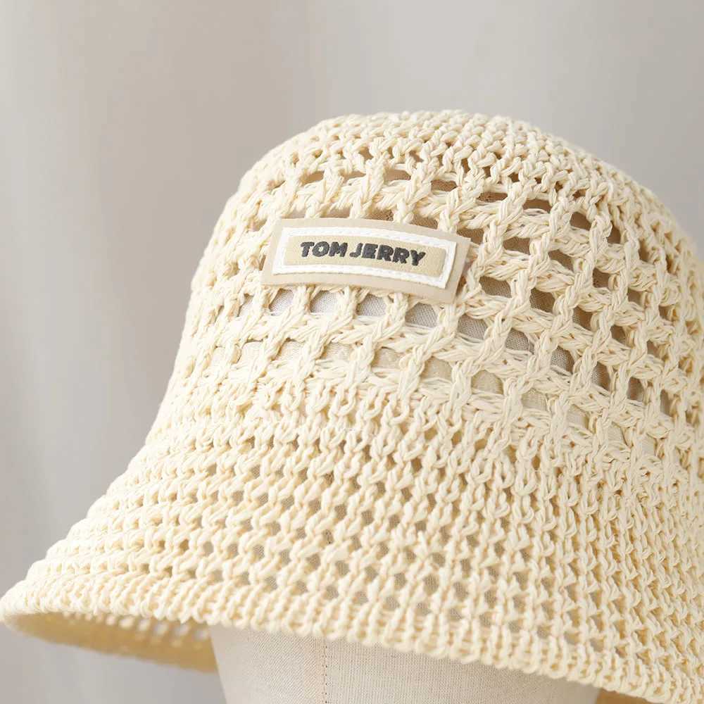 2025 Women Bucket Hat Summer Hollow Out Thin Breathable Sun Hat Female Beach Panama Cap Fold Outdoor Leisure Fisherman Hat M250616