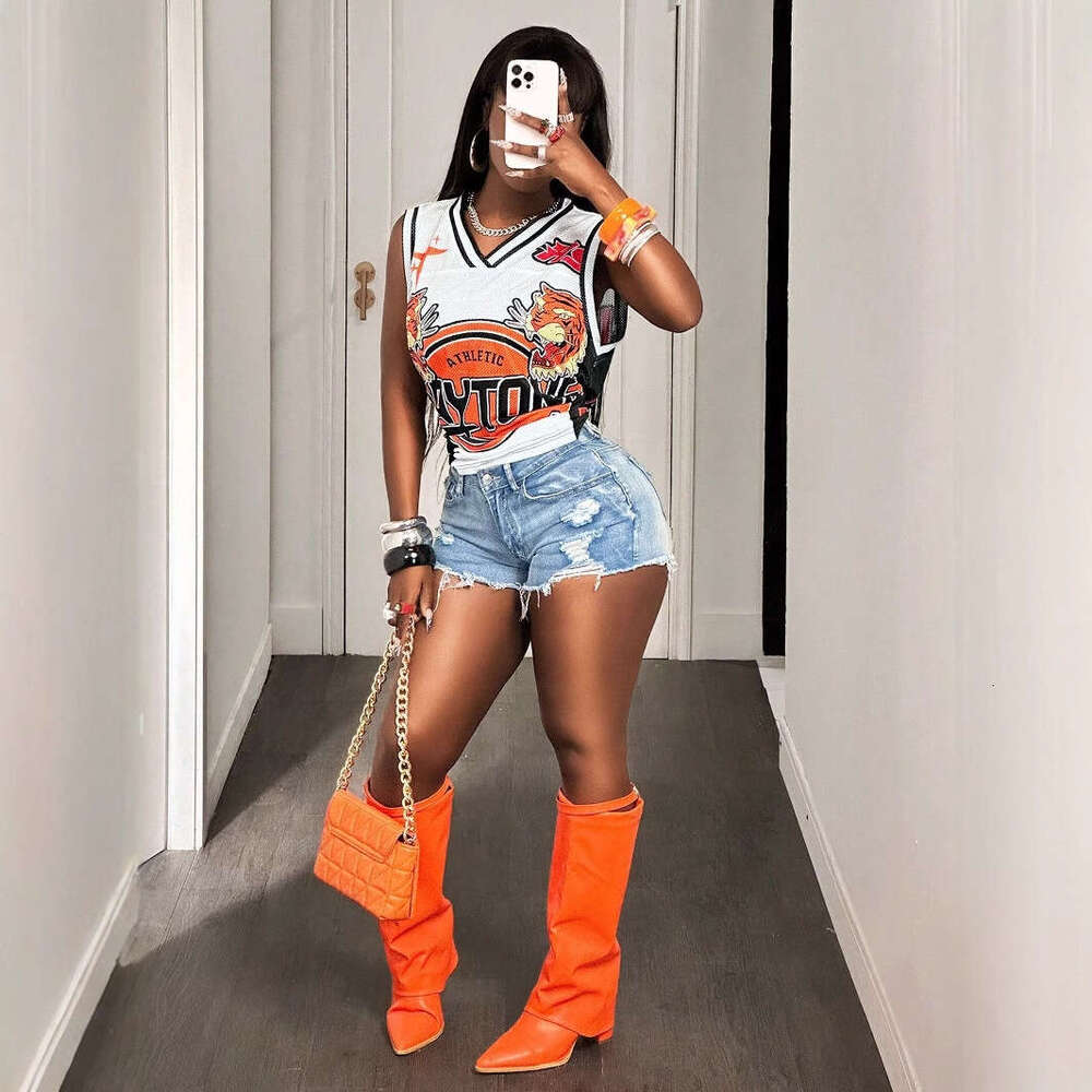 New Sexy Fashion Personality Street Letter Print Loose Sleeveless Top Vest For Women B5