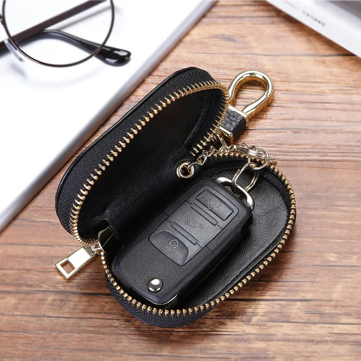 Cowhide Car Key Holder Case Genuine Leather Men Women Key Protective Case Universal Housekeep Keychain Mini Wallet Coin Pouch 250614