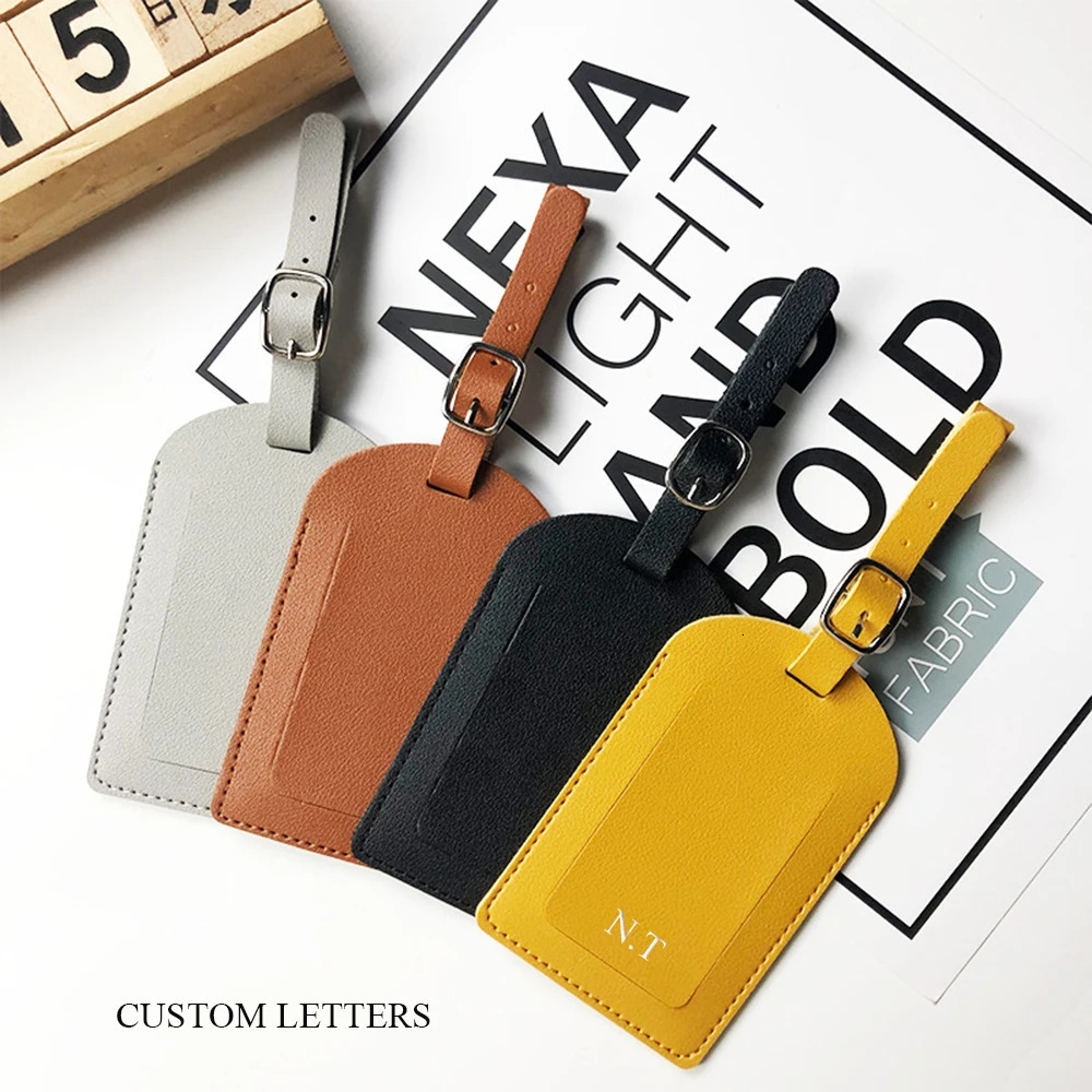 Personalize Initials Luggage Tag Custom Letters Men Women Suitcase Name PU Airplane Labels Engrave Travel Accessories 250616