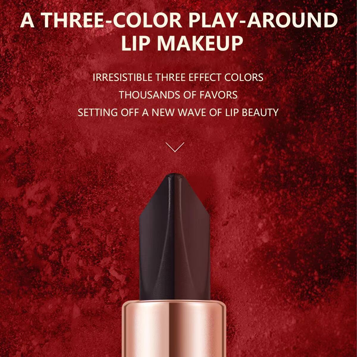 Ocheal Satin-Like Color-Holding Tri-Color Waterproof Long Lasting Liquid Lipstick Tint Moisturizing Tear Off Lip Stain happy