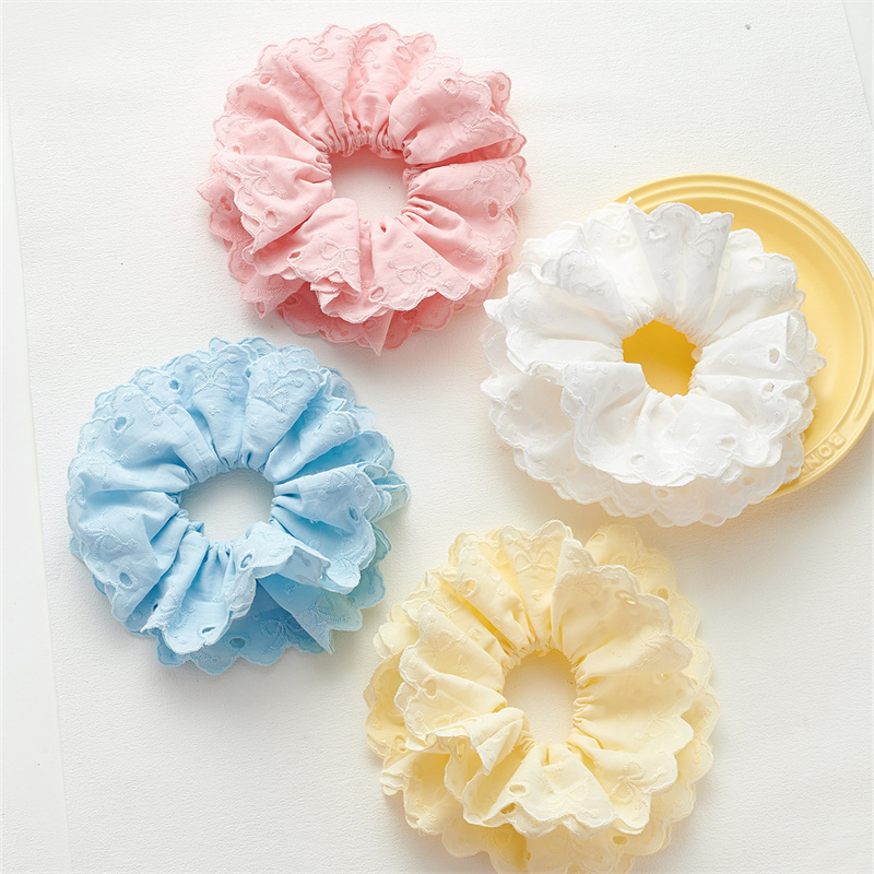 Super fairy lace lace large intestine ring 2025 new gentle tie ponytail hair accessories small fresh headband female