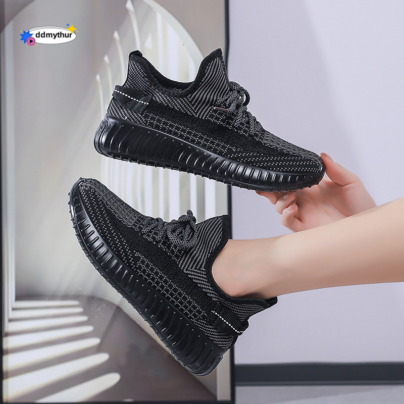Women's Coconut 2024 New Flyknit Jelly Korean Style Breathable Comfortable Student Casual Sports Running Shoes ddmythur