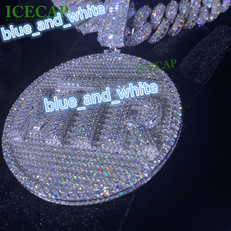 Custom Hiphop Jewelry Ice VVS Moissante 3D Baguette Cut Letters Pendant Solid Silver White Gold Plated Rapper Personality Cham