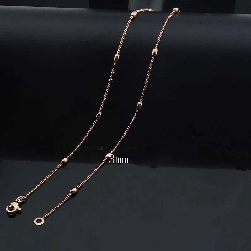 Long Style Men Women 585 Rose Gold Color Necklace Beaded Twist New Cu 50cm 60cm Chain Jewelry W250616