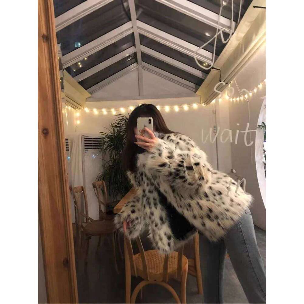 GetSpring Women Coat 2024 Autumn Winter Imitation Fox Jacket Fashion All Match Thickened Loose Short Faux Fur Overcoat