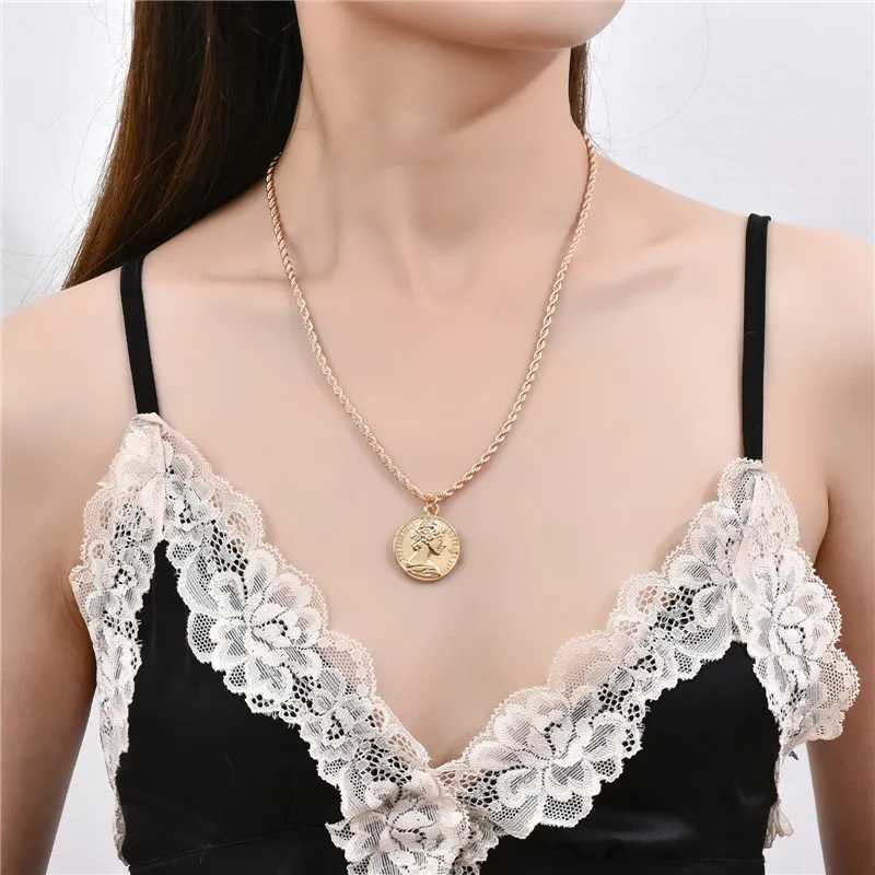 Ahmed Vintage Coin Pendant Necklaces for Women Fashion Figure Long Choker Necklace Gold Silver Color Statement Jewelry Gift W250616