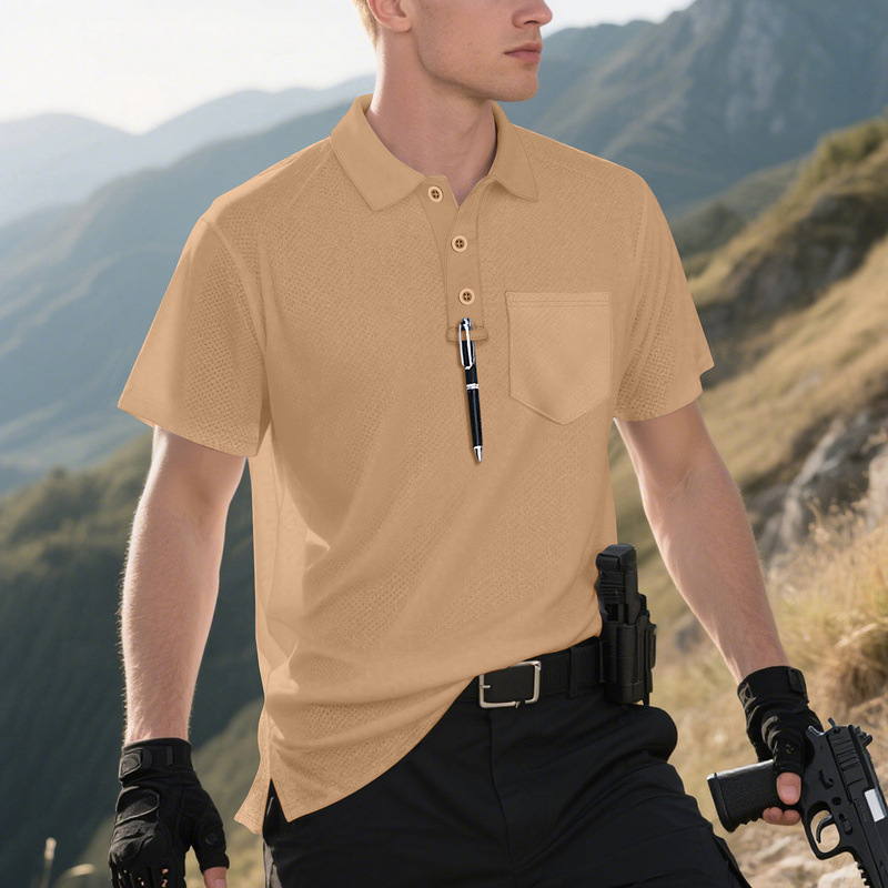 polo shirt Men's summer top outdoor tactical pocket short-sleeved bird eye POLO shirt T-shirt men European code: S-3XL