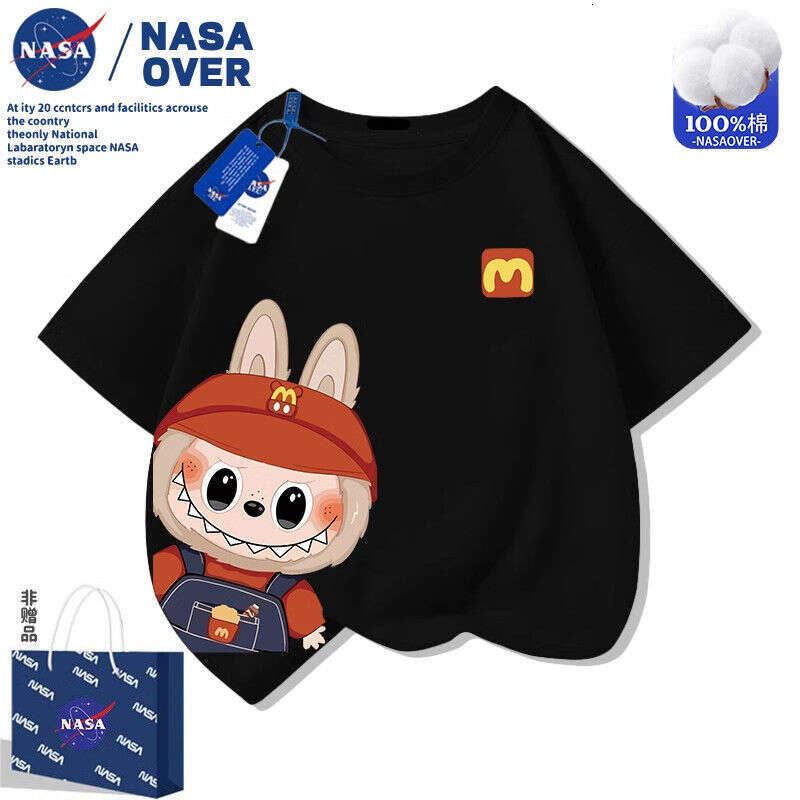 NASA Cartoon Labubu Cute Summer Children's Short Sleeve New T-Shirt Boys and Girls Fashion