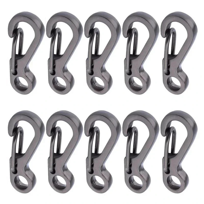10pcs EDC Mini Stainless Steel Key Buckle Snap Spring Clip Hook Carabiner Keychainl Outdoor Tools Camping Hiking 250611