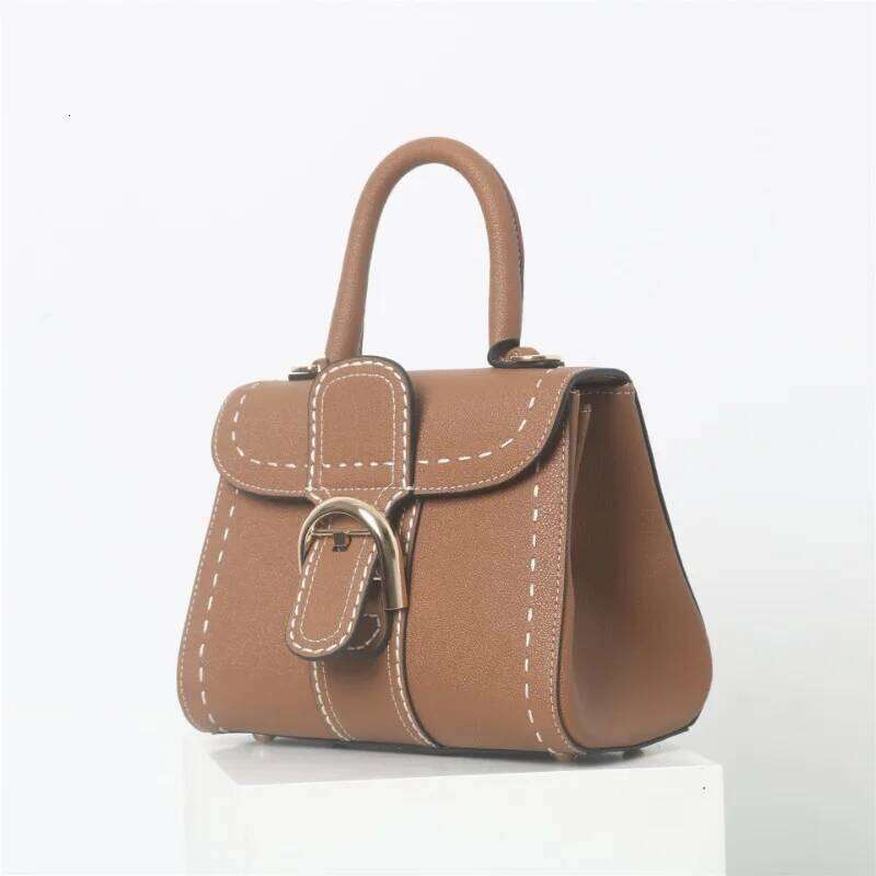 UBELLIN Vintage Horseshoe Button Hand Sewn Real Leather Shoulder Crossbody Saddle Bag for Women