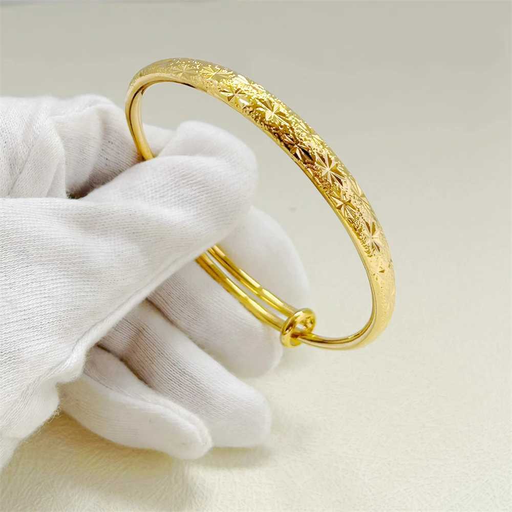 Womens Hand Gold Color Smooth Stars Cuff Bangles Adjustable Pulsera Femme Wedding Jewelry Accessories Party Gifts Z250616