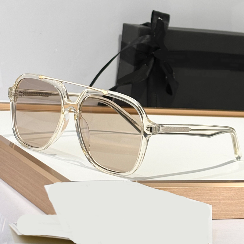 Designer Transparent Cream Acetate Pilot Frame Sunglasses with metal bridge Sunglasses For Women SL luxury brand Sunglasses Men Perfect For work and leisure 545