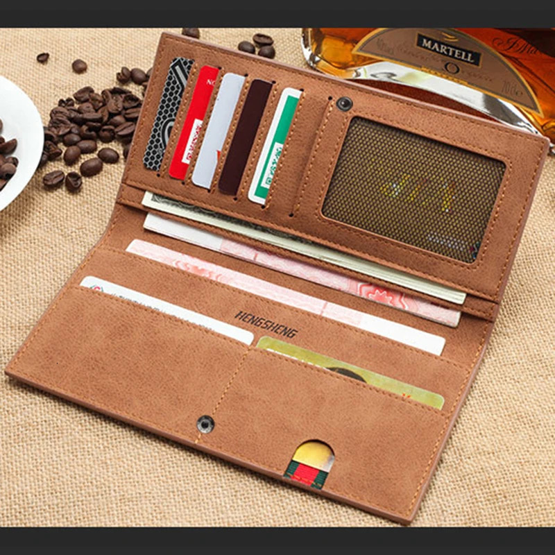 Long Mens Wallet Thin Vintage Frosted Soft Leather Billfold Mens Personalized Fashion Student Ticket Holder Moneybag 250614