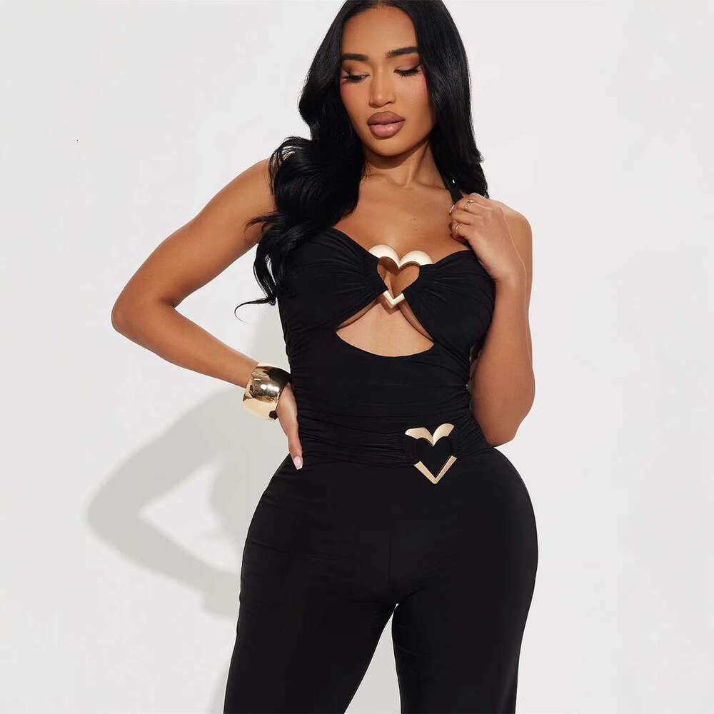 New Summer Halter Neck Sleeveless Tube Top Exquisite Accessories Sexy Slim Fit Jumpsuit For Women B5