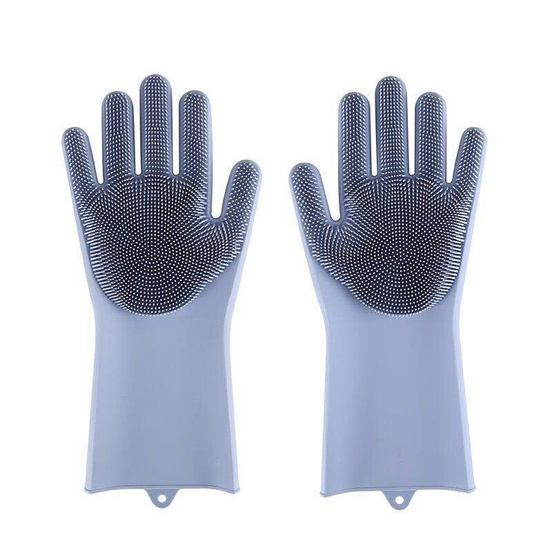 Silicone Pet Grooming & Dishwashing Gloves with Scrubbers - Multi-purpose Heat Resistant Cleaning Gloves for Dogs, Cats, and Kitchen