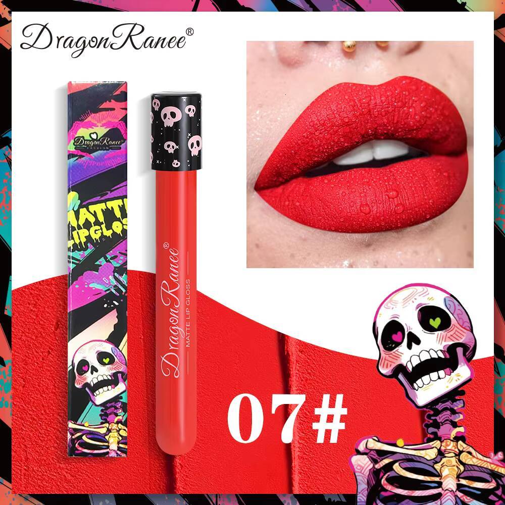 Waterproof Matte Black White 12 Color Lasting Pigment Green Purple Liquid Lipstick Christmas Halloween Lip Gloss Makeup happy